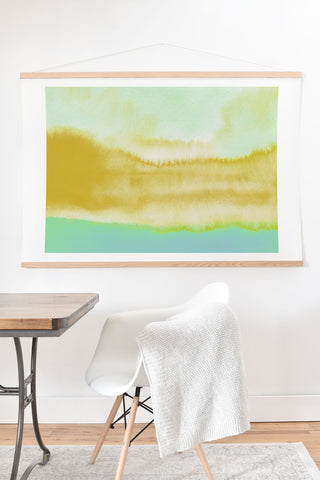 Georgiana Paraschiv Gold and Mint Landscape Art Print And Hanger