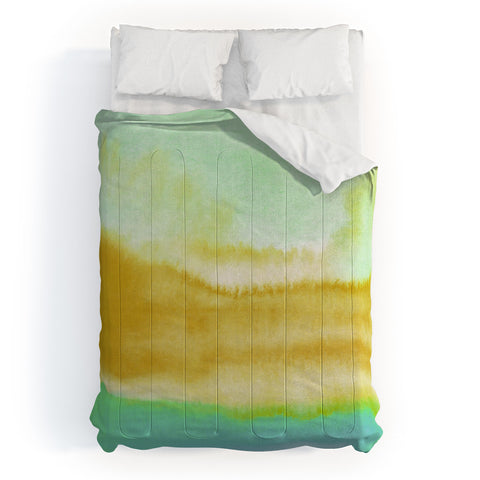 Georgiana Paraschiv Gold and Mint Landscape Comforter