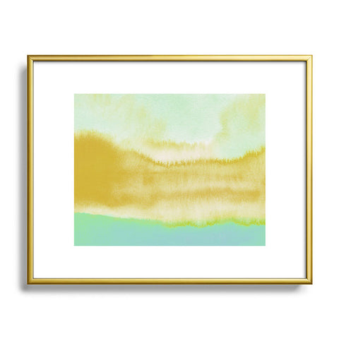 Georgiana Paraschiv Gold and Mint Landscape Metal Framed Art Print