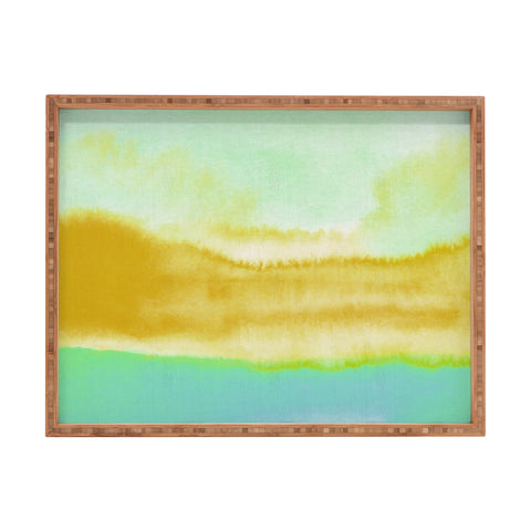 Georgiana Paraschiv Gold and Mint Landscape Rectangular Tray