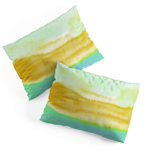 Georgiana Paraschiv Gold and Mint Landscape Pillow Shams