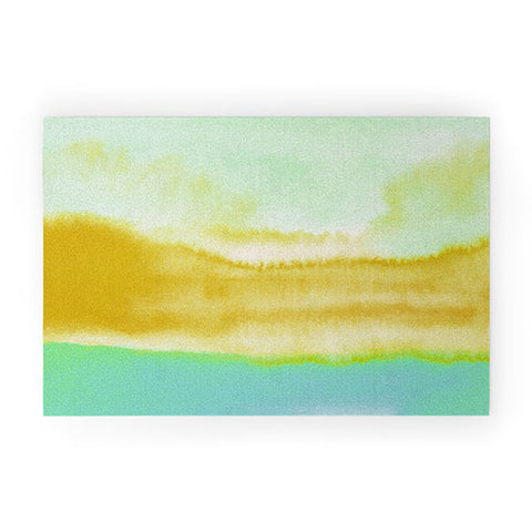 Georgiana Paraschiv Gold and Mint Landscape Welcome Mat