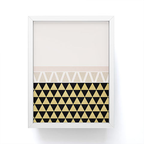 Georgiana Paraschiv Gold Triangles on Black Framed Mini Art Print