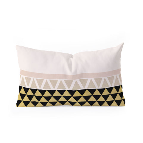 Georgiana Paraschiv Gold Triangles on Black Oblong Throw Pillow