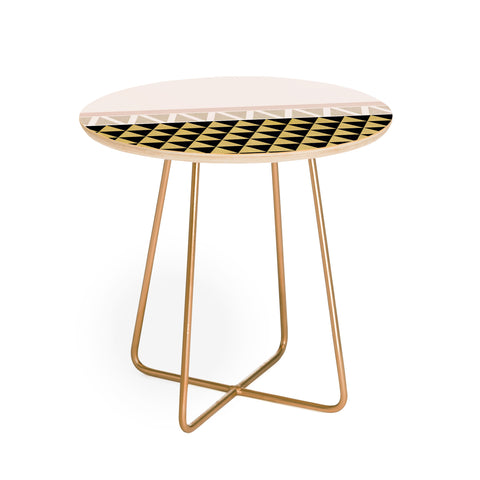 Georgiana Paraschiv Gold Triangles on Black Round Side Table