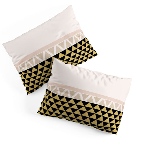 Georgiana Paraschiv Gold Triangles on Black Pillow Shams