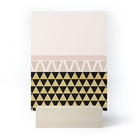 Georgiana Paraschiv Gold Triangles on Black Mini Art Print