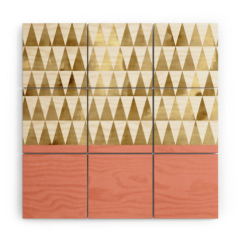Georgiana Paraschiv Gold Triangles Wood Wall Mural