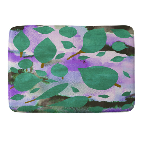 Georgiana Paraschiv Leaves Green And Purple Memory Foam Bath Mat