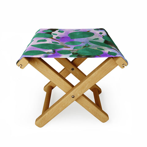 Georgiana Paraschiv Leaves Green And Purple Folding Stool