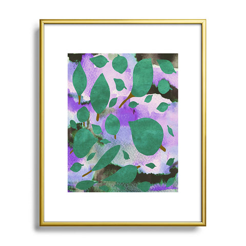 Georgiana Paraschiv Leaves Green And Purple Metal Framed Art Print