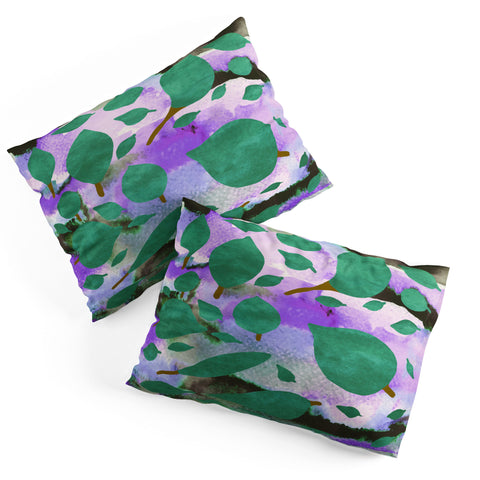 Georgiana Paraschiv Leaves Green And Purple Pillow Shams