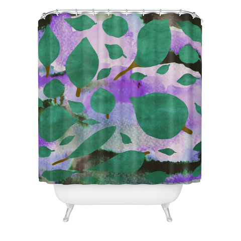 Georgiana Paraschiv Leaves Green And Purple Shower Curtain