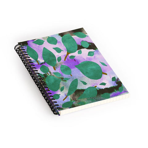 Georgiana Paraschiv Leaves Green And Purple Spiral Notebook