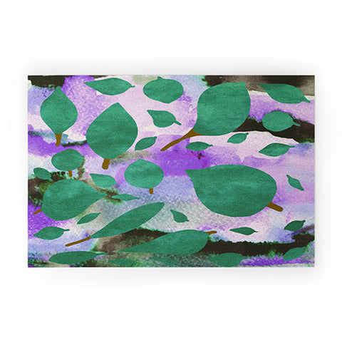 Georgiana Paraschiv Leaves Green And Purple Welcome Mat