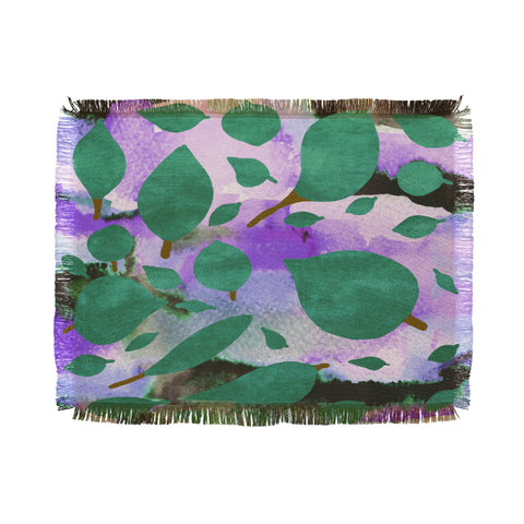 Georgiana Paraschiv Leaves Green And Purple Throw Blanket