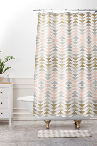 Georgiana Paraschiv Metallic Triangles Shower Curtain And Mat