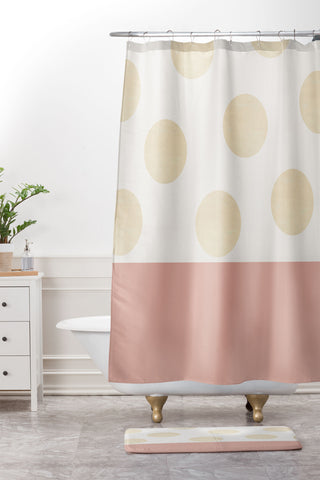 Georgiana Paraschiv Minimal Gold Dots Shower Curtain And Mat