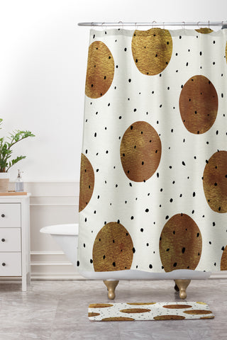 Georgiana Paraschiv Mixed Dots Shower Curtain And Mat