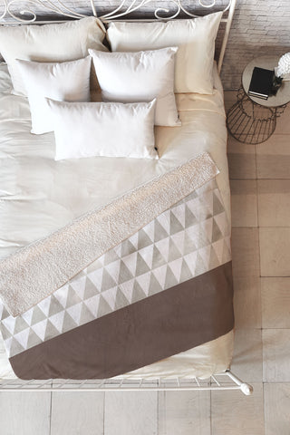 Georgiana Paraschiv Neutral Triangles Fleece Throw Blanket