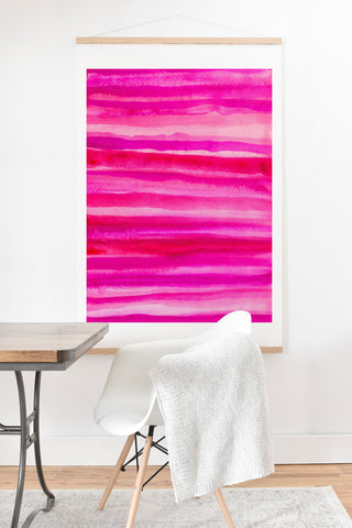 Georgiana Paraschiv Raspberry Stripes Art Print And Hanger