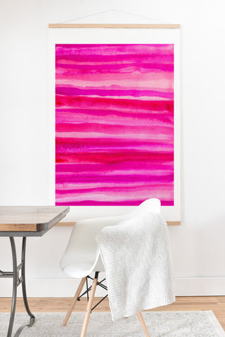 Georgiana Paraschiv Raspberry Stripes Art Print And Hanger