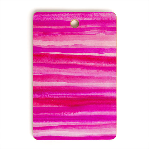 Georgiana Paraschiv Raspberry Stripes Cutting Board Rectangle