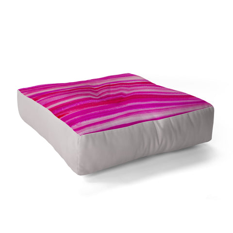 Georgiana Paraschiv Raspberry Stripes Floor Pillow Square