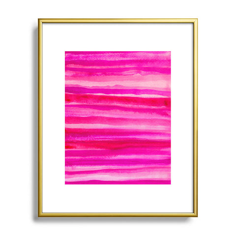 Georgiana Paraschiv Raspberry Stripes Metal Framed Art Print