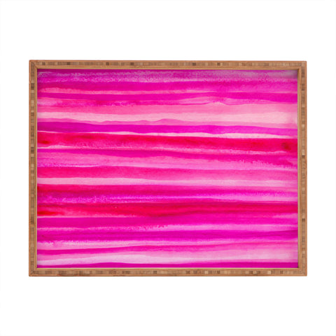 Georgiana Paraschiv Raspberry Stripes Rectangular Tray