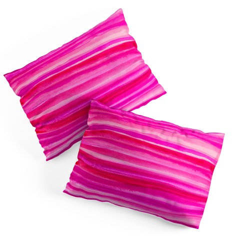 Georgiana Paraschiv Raspberry Stripes Pillow Shams
