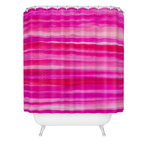 Georgiana Paraschiv Raspberry Stripes Shower Curtain