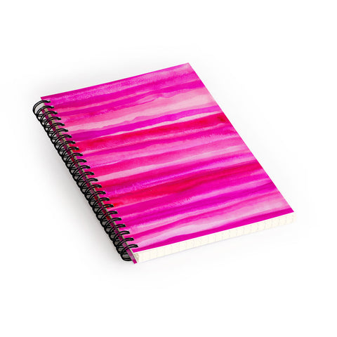 Georgiana Paraschiv Raspberry Stripes Spiral Notebook