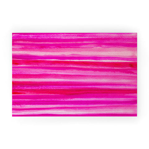 Georgiana Paraschiv Raspberry Stripes Welcome Mat