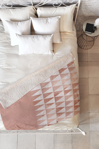 Georgiana Paraschiv Rose Gold Triangles Fleece Throw Blanket