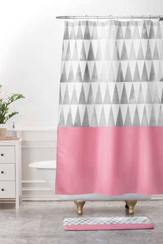 Georgiana Paraschiv Silver Triangles Shower Curtain And Mat