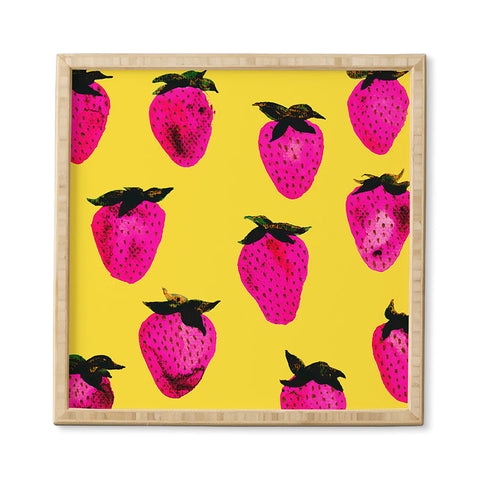 Georgiana Paraschiv Strawberries Yellow and Pink Framed Wall Art