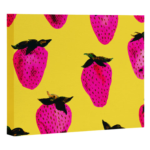 Georgiana Paraschiv Strawberries Yellow and Pink Art Canvas
