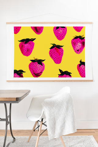 Georgiana Paraschiv Strawberries Yellow and Pink Art Print And Hanger