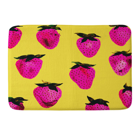 Georgiana Paraschiv Strawberries Yellow and Pink Memory Foam Bath Mat