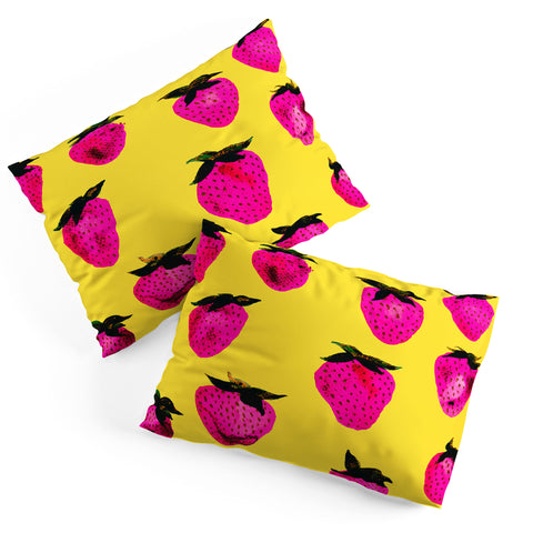Georgiana Paraschiv Strawberries Yellow and Pink Pillow Shams