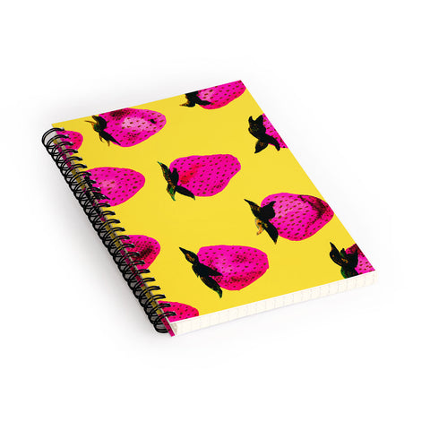 Georgiana Paraschiv Strawberries Yellow and Pink Spiral Notebook
