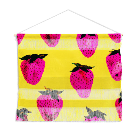 Georgiana Paraschiv Strawberries Yellow and Pink Wall Hanging Landscape