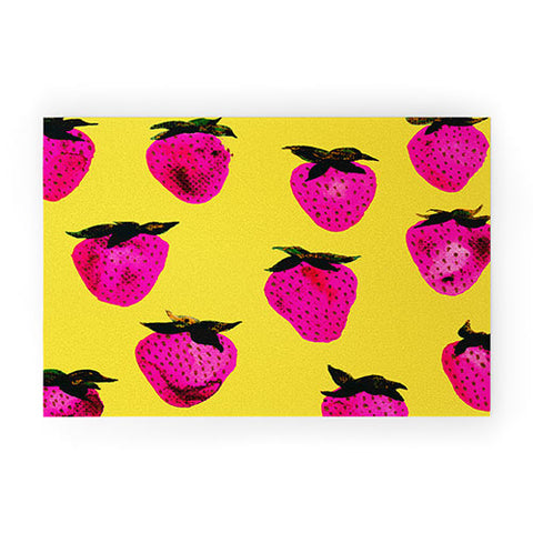 Georgiana Paraschiv Strawberries Yellow and Pink Welcome Mat
