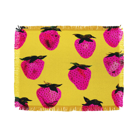 Georgiana Paraschiv Strawberries Yellow and Pink Throw Blanket