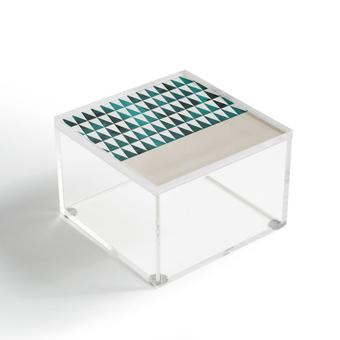 Georgiana Paraschiv Teal Triangles Acrylic Box