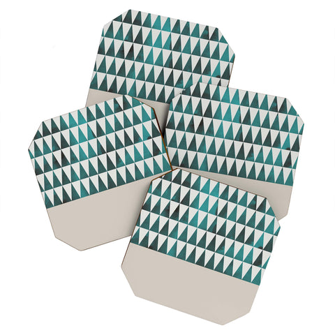 Georgiana Paraschiv Teal Triangles Coaster Set