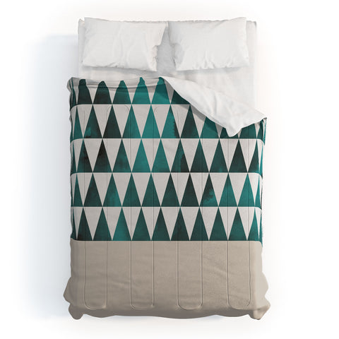 Georgiana Paraschiv Teal Triangles Comforter