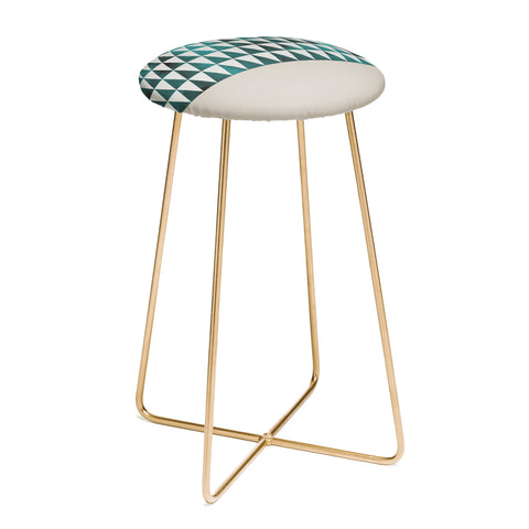 Georgiana Paraschiv Teal Triangles Counter Stool