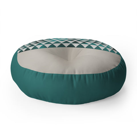 Georgiana Paraschiv Teal Triangles Floor Pillow Round
